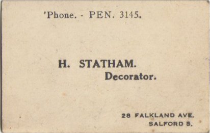 Harry Statham's business card